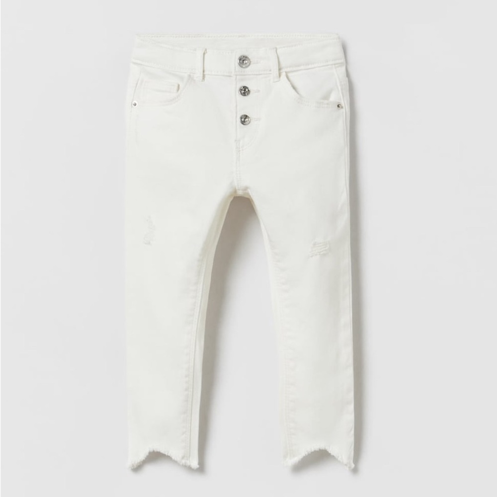 Zara toddler girls white Distressed‎ Skinny Denim Jeans 4-5 years.